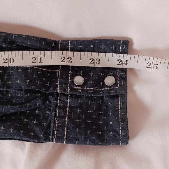 RED RANCH Western Rodeo Roping Dress Shirt Blue size Kid's Medium Pearl Snaps - Picture 7 of 7